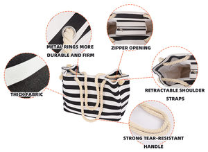 Tùy Chỉnh Công Suất Lớn Mở Rộng Canvas Bãi Biển Tote <span class=keywords><strong>Bag</strong></span> Với Dây Kéo Cho Phòng Tập Thể Dục Bãi Biển Du Lịch - Product Image 4