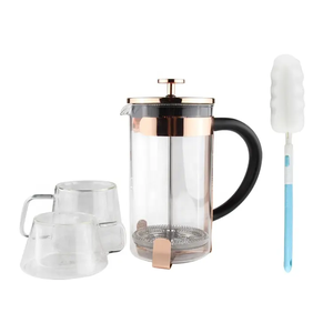 آلة صنع القهوة تعمل بالضغط من الفولاذ المقاوم للصدأ والأكواب المكونة من 3 مستويات مزودة بنظام فلتر فاخرة، آلة صنع قهوة تعمل بالضغط من الفولاذ المقاوم للصدأ ذهبية اللون - Product Image 3