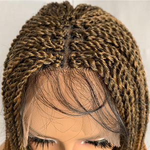 Peluca de Cabello Sintético Trenzado de 22 Pulgadas, sin Pegamento, con Encaje Completo, Estilo Crochet, Tejida a Mano, para Mujeres Negras <span class=keywords><strong>Africanas</strong></span>, con <span class=keywords><strong>Trenzas</strong></span> Retorcidas - Product Image 4