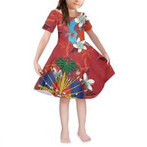 点缀海地女童婴儿服装印花连衣裙厂家供应定制波利尼西亚儿童短袖连衣裙4-14岁 - Product Image 5