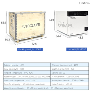 Équipement de laboratoire dentaire Écran tactile LCD <span class=keywords><strong>Panneau</strong></span> d'affichage Grande capacité 23L Stérilisateur à vapeur avec imprimante intégrée Vimel WM-SDM-23L CE - Product Image 4