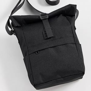 Sac bandoulière unisexe en nylon imperméable écologique personnalisé, portable, avec sangle réglable, pour homme et femme, noir - Product Image 1