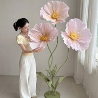 Panneau mural géant en fleurs de papier - Motif coquelicot et pivoine, 1,8m-2,4m sur pied, pour vitrine de magasin