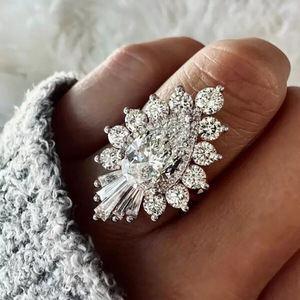 Anello con design a goccia di neve, stile corona, per donna - Product Image 2