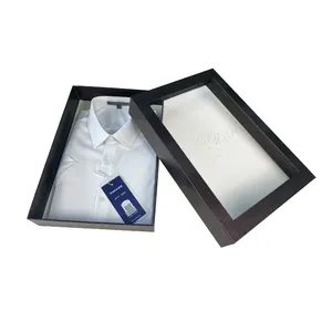 High Quality Luxury Custom Logo Lid And Base Texture Paper Cardboard Clothing Garment T-shirt Packaging Boxes