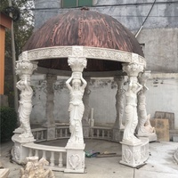 Gazébo de jardin en marbre sculpté à la main, colonne avec design artistique en fer, livraison gratuite
