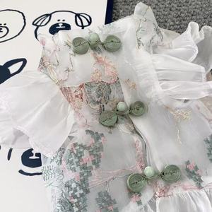 Vestido Cheongsam de estilo chino para perros y gatos, sin mangas, ligero, de poliéster, forma redonda, ropa para mascotas, suministros para animales pequeños - Product Image 4