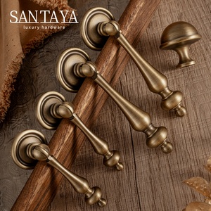 Santaya Antique Brass <strong>Handle</strong> Wardrobe Door Drawer Knob Shoe Cabinets <strong>Pull</strong> Furniture Bronze <strong>Light</strong> Luxury Copper Cabinet <strong>Handles</strong> - Product Image 3