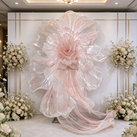 Bunga Organza Pink Raksasa Y-090 dengan Ekor Panjang untuk Dekorasi Latar Belakang Pernikahan, Pintu Masuk Upacara & Photo Booth
