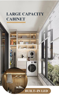 Meuble de lavabo moderne modulaire en acier inoxydable, écologique et ignifuge, avec plan de travail en marbre artificiel, durable pour la buanderie
