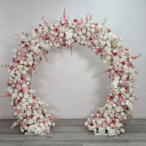 Wholesale New Outdoor Wedding Decorations Adjustable Eco-Friendly Silk <b>Artificial</b> Pink White <b>Flower</b> Arch 6-7ft <b>Tall</b> Wedding Arch - Product Image 1