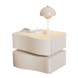 Trendige Designs Skandinavischer Stil Geräuschlose Gleitschienen Massivholz Nachttisch mit LED-Nachtlicht Nachtkonsole - Product Image 2