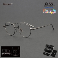 Monture de lunettes Boyarn en titane pur pour hommes, montures de lunettes de vue rétro pour myopie, montures optiques vintage pour femmes, lunettes pour hommes