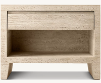Meuble de rangement de chevet de luxe moderne en pierre de travertin beige pour salon et chambre à coucher avec design écologique