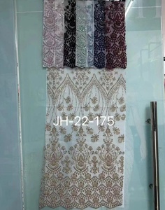 Fashion Allover Embroidery Beaded Tulle Fabric/ Heavy Machine Beaded Sequin Embroidered Lace Fabric for Party Dress or Bridal - Product Image 6