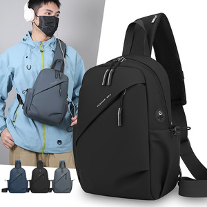 Men's Chest Bag Large Capacity Wear Resistant Outdoor Cycling Crossbody Bag Solid Color Multi Functional Everyday Use - Product Image 2