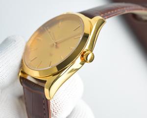 Montre de luxe haut de gamme pour femme avec bracelet en cuir de vachette de 16 mm, cadran à aiguilles en cristal saphir, étanche 10 bars, montre de plongée - Product Image 1