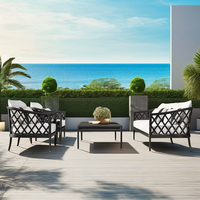 Ensemble de meubles de jardin en aluminium FERLY, 4 pièces, canapé au design spécial, fabrication artisanale, résistant à la rouille, ensemble de canapé d'extérieur en aluminium