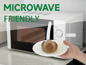 Huwelijksceremonie Biologisch Afbreekbaar Rond Suikerriet Bagasse Borden, Verkrijgbaar In 12-Inch Formaat, Ideaal Voor Dineren, Afhaalmaaltijden, Feesten - Product Image 6