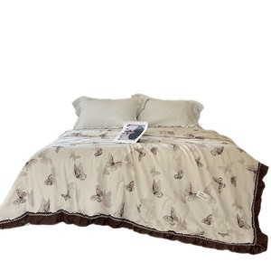 Couette d'été rétro florale en coton et lin 200x230cm, tissage sergé, légère et rafraîchissante - Product Image 5