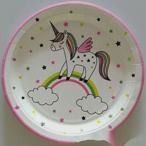 Fournitures pour fête d'anniversaire d'enfants sur le thème de la licorne, assiettes en papier, gobelets, serviettes, vaisselle, ensembles de décoration - Product Image 4
