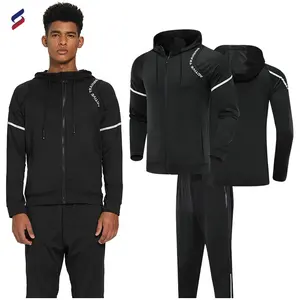 Conjunto de jaqueta e calça de corrida casual masculina, roupas de ginástica esportivas de duas peças, moda esportiva de outono em poliéster e elastano 325 + 225