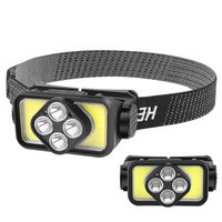 Lampe frontale LED tactique rechargeable XPE+COB 500 lumens avec zoom et stroboscope pour camping, course et activités de plein air