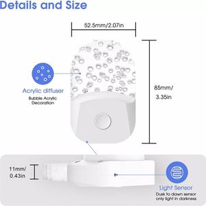 Veilleuse LED à capteur de lumière, mode dynamique, température blanc chaud 3000K, couleur RVB, 0,5W, en acrylique, à brancher, avec bulles - Product Image 3