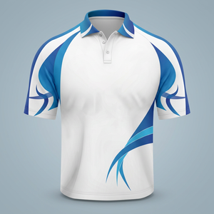 Polo de Manga Corta Blanco para Hombre con Patrón Geométrico Azul Sublimado - Product Image 2