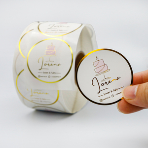 Adesivi personalizzati personalizzati per Cupcake Business Gold Foil Logo da forno adesivi per scatola di Dessert fatti a mano con amore dalle etichette della torta - Product Image 1