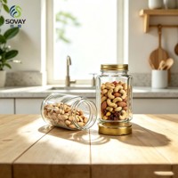 Pot alimentaire en verre carré à col fileté de 230 ml, transparent, multi-usages, pour la maison et la vente en gros commerciale