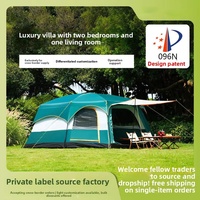 Tente de camping en gros série 096 pour 3 à 12 personnes, ensemble complet extérieur, deux chambres et un salon, tente de parc portable quatre saisons