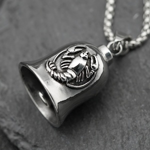 Pendentif en acier inoxydable pour homme, motif motocyclette, avec clochette des douze constellations, porte-bonheur - Grande Vente - Product Image 1