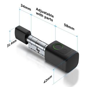 Cerradura de Cilindro Electrónica Inteligente Ajustable con Huella Dactilar Biométrica, Contraseña, Tarjeta RFID y Llave, Compatible con la Aplicación Tuya TTLock - Product Image 4