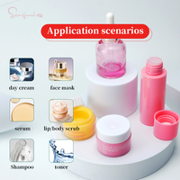 Lot de pots cosmétiques roses en acrylique PET de 2 oz et 3 oz avec couvercles et logo personnalisé, et flacons crème givrés en plastique PP – Vente chaude