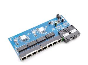 Gigabit Single Mode Simplex 10/100/1000M Ethernet Optical Fiber 2 Port Serat Optik & 8 Port LAN Reverse POE PCBA dengan Konektor SC - Product Image 3