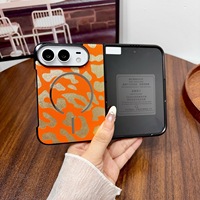 Étui de téléphone pliable magnétique à imprimé léopard avec protection d'écran en verre trempé intégrée pour iPhone Duo Ultra 18 Fold Case