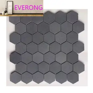 Оптовая продажа шестиугольная черная базальтовая мозаичная плитка для облицовки стен