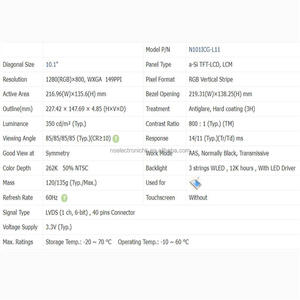 N101ICG-L11 10.1 inch Industrial LCD Display for Control System Instrument Original In Stock - Product Image 4