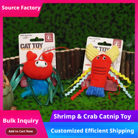 Jouet pour chat en peluche série crevettes et crabes avec herbe à chat et plumes en forme de jet de feuilles, jouet interactif pour animaux de compagnie pour l'auto-entretenement