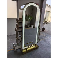 Miroir de Coiffure Double Face Rond Doré de Luxe Unique pour Salon de Coiffure, Miroir Cosmétique pour Coiffeuse