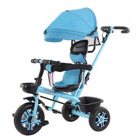 Tricycle 4-en-1 pour enfants de 1 à 5 ans avec pare-soleil, poussette bébé, pédale, chariot de poussée 10LBS, voiture, trottinette d'extérieur pliable