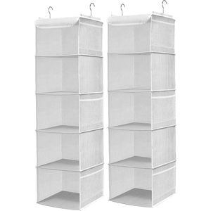 5 Tier Hanging Closet Organizer 43x12x12 Inch With 6 Side Pockets For Bedroom Storage Clothes Shoes Organizing - Product Image 1