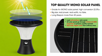 Lampe solaire à pilier IP65 avec capteur et télécommande 3000K 4000K 6000K tout-en-un pour éclairage extérieur de colonnes de jardin