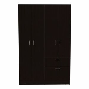 Meuble de chambre moderne Maltby Black Wengue à 4 portes et 2 tiroirs, portes battantes autoportantes, construction en MDF - Product Image 4