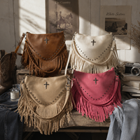 Sac à bandoulière pour femme en cuir PU, style vintage, petit sac à main avec franges, grande capacité, sangle réglable, idéal pour l'extérieur – Prix usine