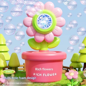 Macchina Elettrica per <span class=keywords><strong>Bolle</strong></span> di Sapone in Plastica con Luce per Bambini 0-24 Mesi, Pistola Spara <span class=keywords><strong>Bolle</strong></span> a 8 Fori a Forma di Girasole in Vaso - Product Image 3