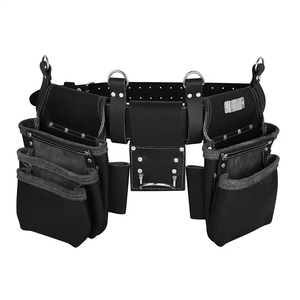 Sacs à outils personnalisés en cuir PU, sac de ceinture professionnel pour charpentier, 11 poches, ceinture à outils robuste pour travaux de construction électrique - Product Image 2