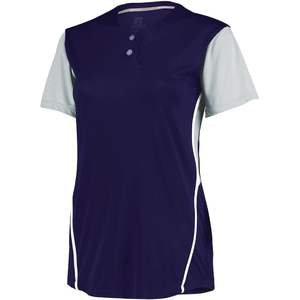 Camiseta Deportiva Personalizada de Manga Corta para Béisbol y Sóftbol para Mujeres Activas, Diseño Transpirable con Bloques de Color y 2 Botones - Product Image 1