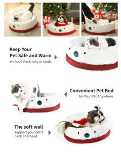Nuovo commercio all'ingrosso di natale carino cane gatto letto personalizzato Logo dimensioni e tessuto comodo rotondo <span class=keywords><strong>neve</strong></span> uomo letti per cani di piccola taglia per cani - Product Image 6